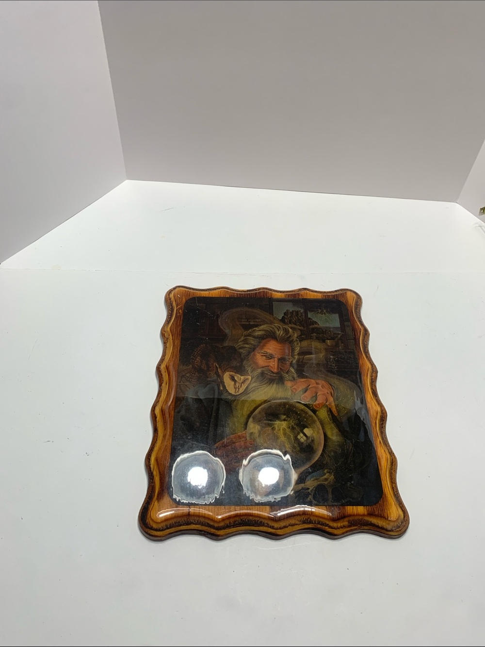 Mystical Wizard Crystal Ball Plaque - Brown & Black